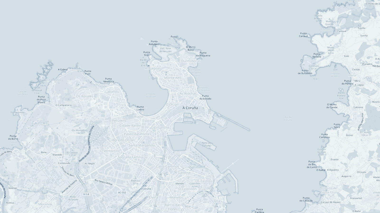 Mapa de A Coruña con la ubicación de Marela Projects